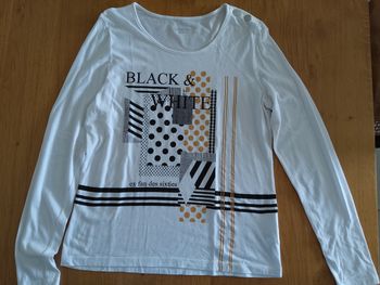 Maillot blanc ML à motifs noir et doré