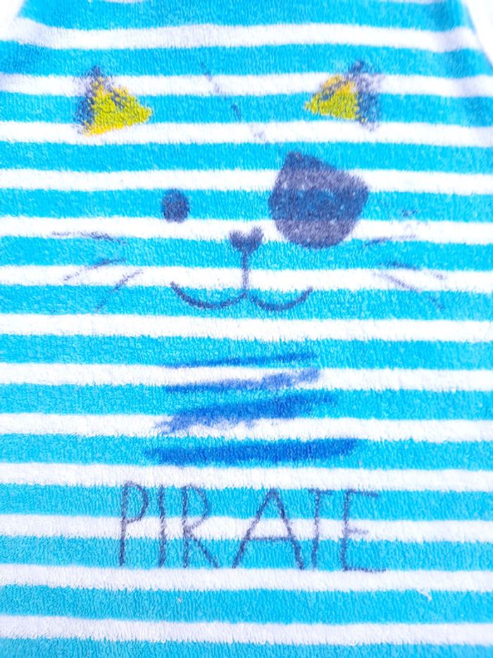 Superbe barboteuse éponge Absorba, blanche rayée turquoise, 18 mois - photo numéro 2