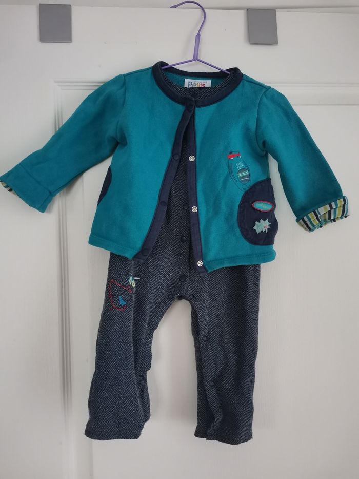Ensemble 12 mois la compagnie des petits bleu / jean - photo numéro 2