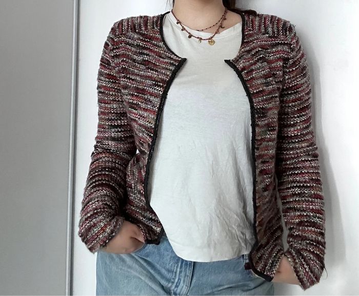 Veste texturée H&M – Taille M Coupe droite | Multicolore bordeaux/rose/gris | - photo numéro 5
