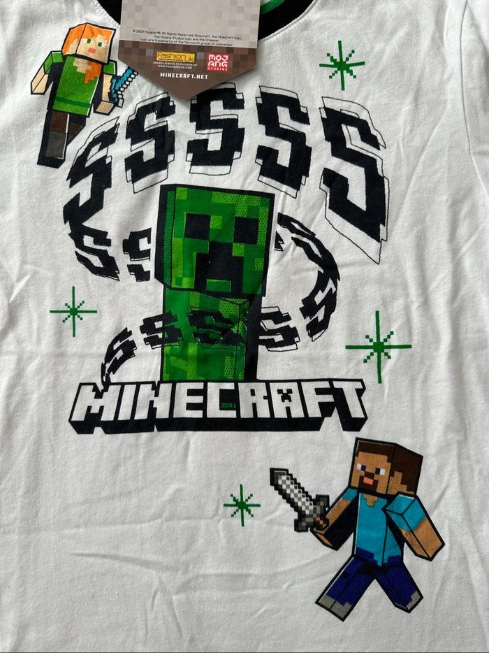T-shirt minecraft taille 10 ans blanc /vert neuf avec étiquette - photo numéro 3