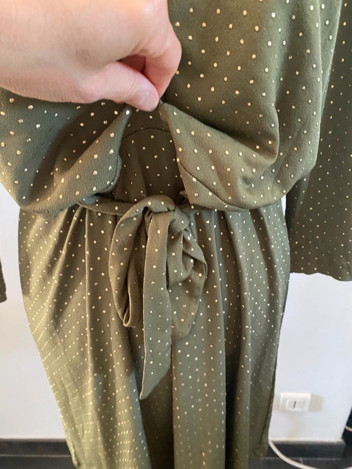 Robe Vero Moda vert kaki à pois dorés taille M - photo numéro 6