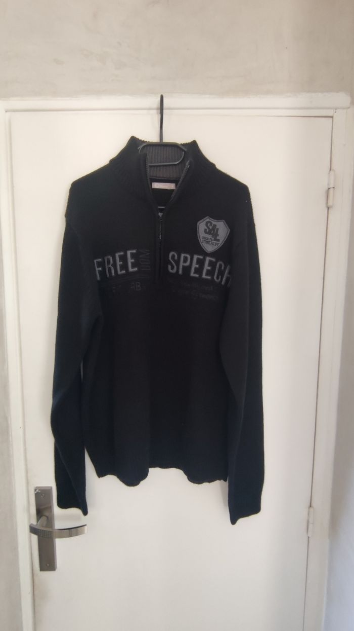 pull homme zippé taille XL couleur noir marque tout simplement - photo numéro 2