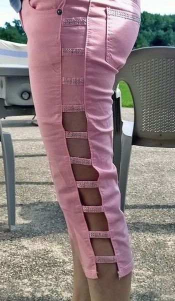 Pantacourt rose, taille 38