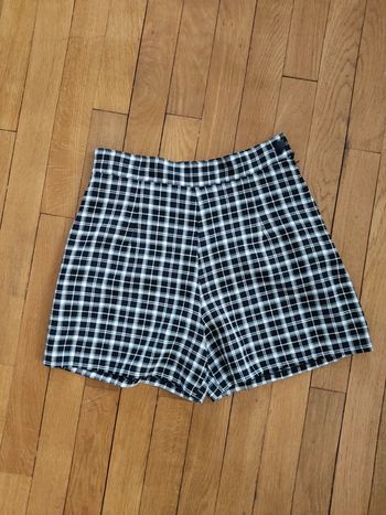 Mini short à carreaux taille haute vintage taille 36/38 fabriqué en France