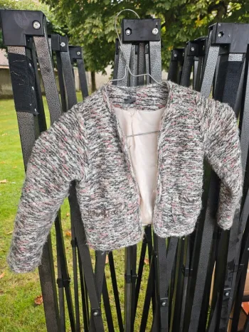 Gillet zara laine gris et rose