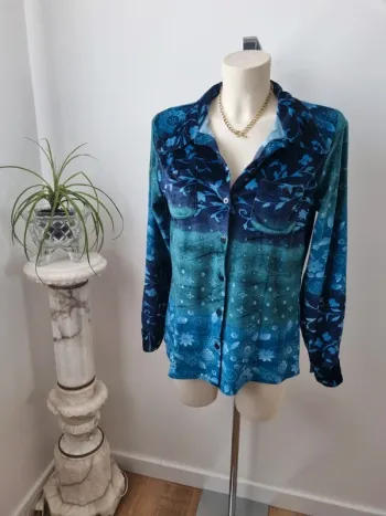 Chemise dégradé bleu vert Année '70