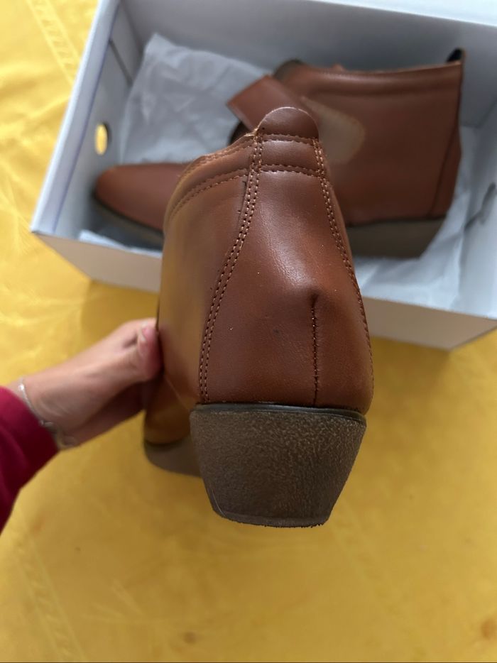 Bottines femme en cuir marron marque generico taille 39 - photo numéro 6