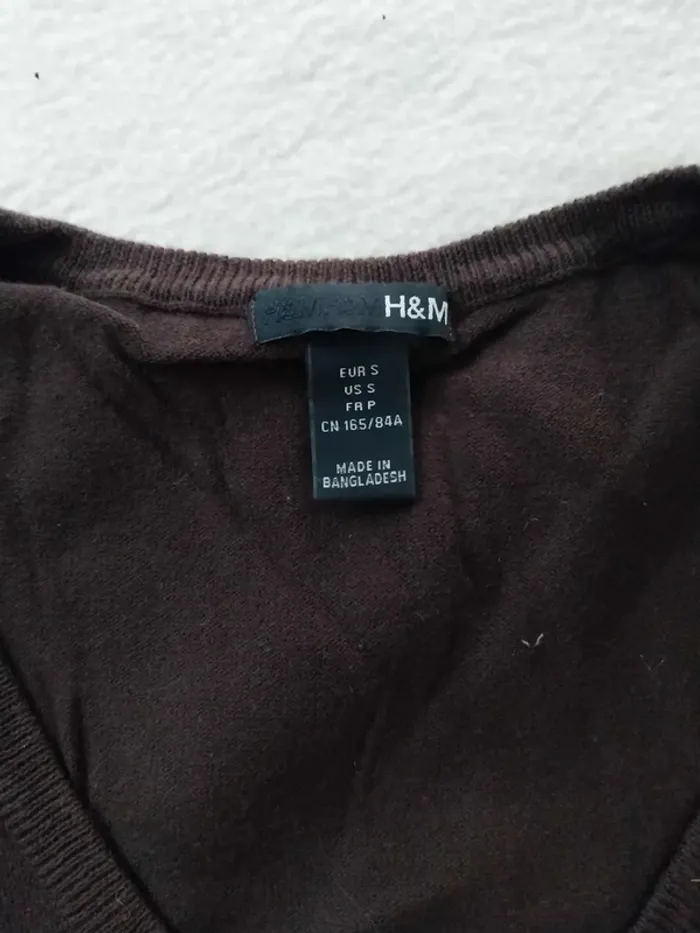 Pull marron col V TS - photo numéro 3