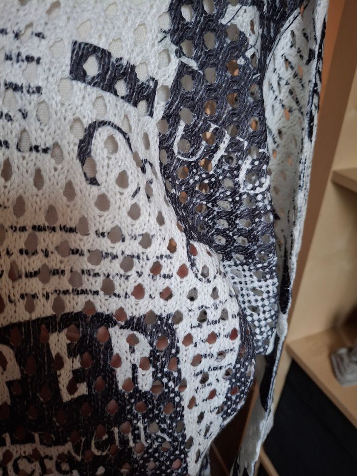 Gilet imprimé noir et blanc lailke ajourée neuf - photo numéro 2