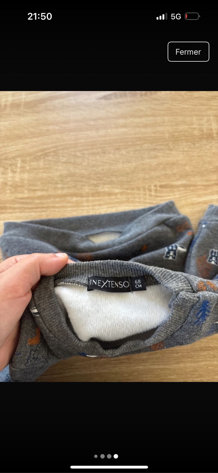 Pull chaud gris motifs animaux de la forêt 6 mois Très bon état In Extenso - photo numéro 3