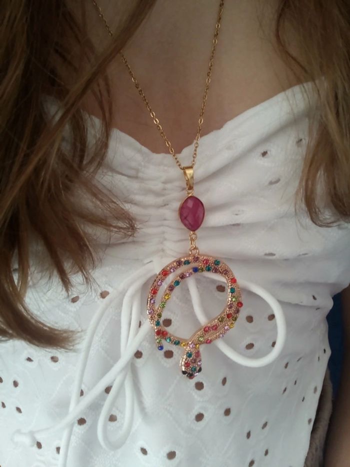 Collier serpent avec pierre de rubis brute - photo numéro 4