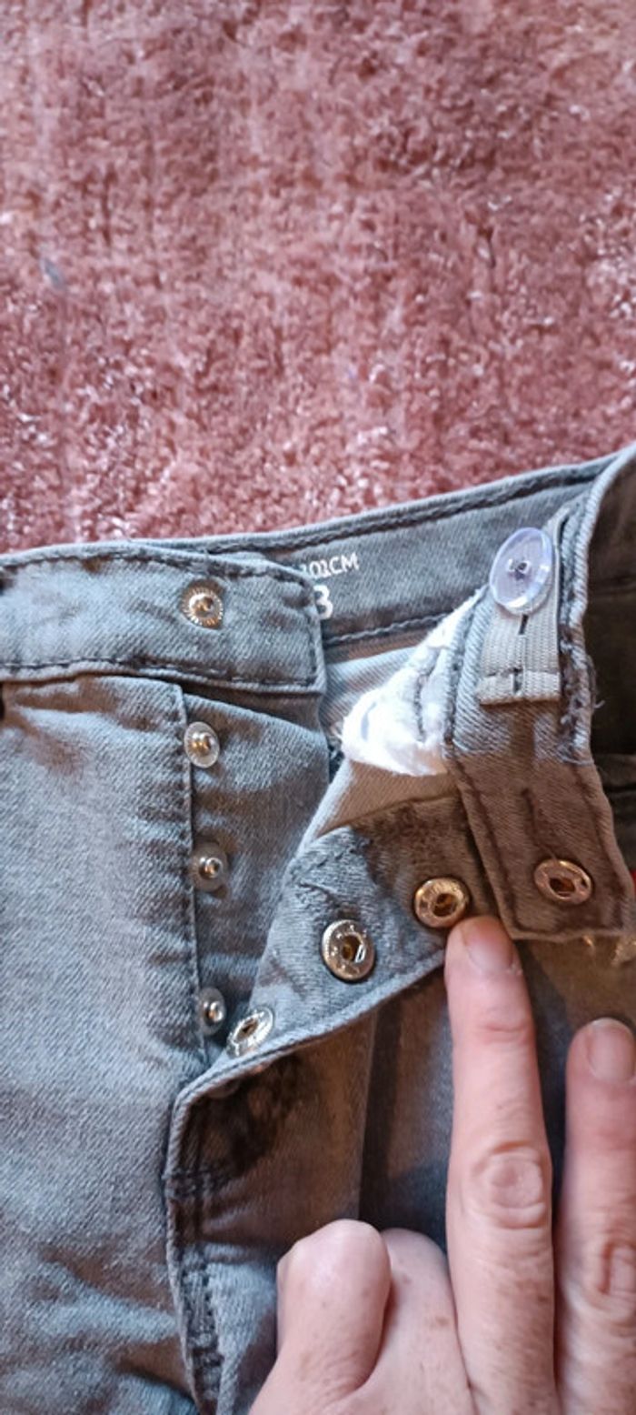 Slim taille haute gris clair fille - photo numéro 3