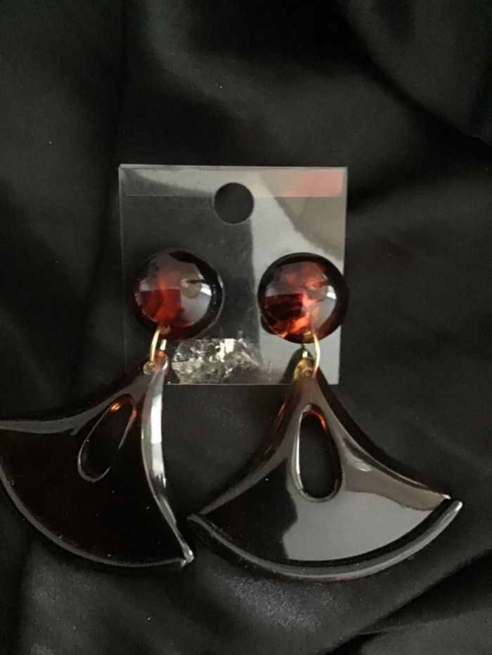 Très beaux clips couleur écaille vintage. Années 80 - photo numéro 5