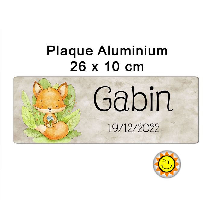 Plaque prénom aluminium personnalisée 26 x10 cm
