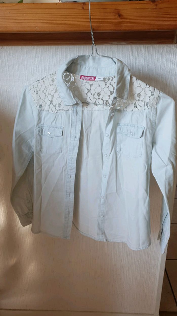 Chemise bleu et dentelle