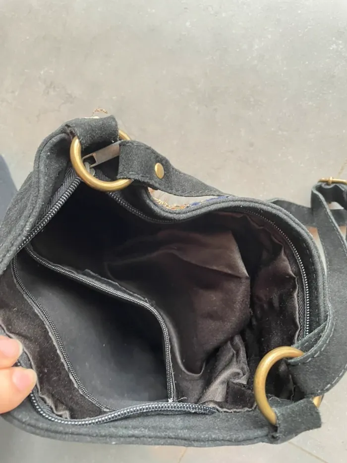 Sac bandoulière femme velours suédine mi saison - photo numéro 6