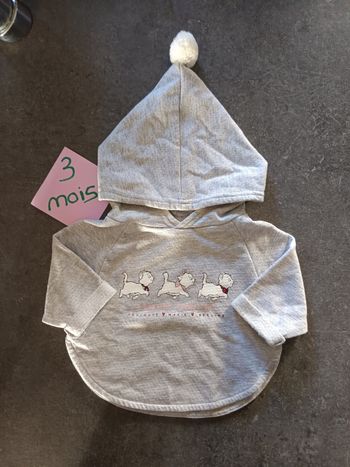 Sweat Marie 3 mois sweat à capuche Marie des Aristochats, 
Gris, pom-pom au bout de la capuche,
NEUF jamais porte, juste lavé !
Taille 3 mois 
#vetementbebefille3moisjustine182129