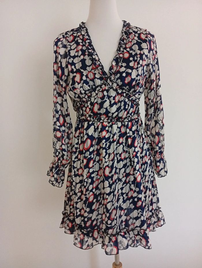 Lilie Rose - Robe fluide taille S | bleue manches transparentes - printemps été automne
