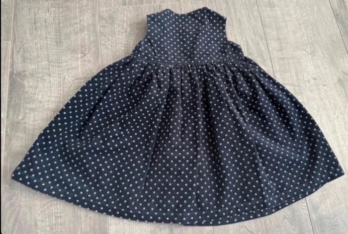 Robe bleue en velours côtelé Cyrillus vintage 12 mois - photo numéro 3