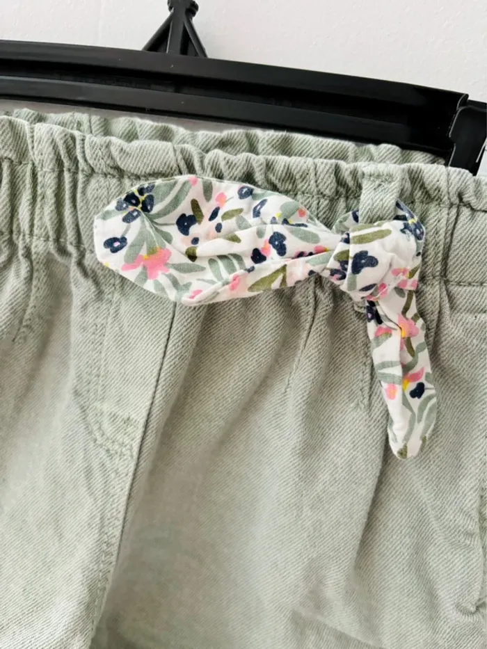 Short jean 4 ans taille élastique très bon état vert Lulu Castagnette - photo numéro 2