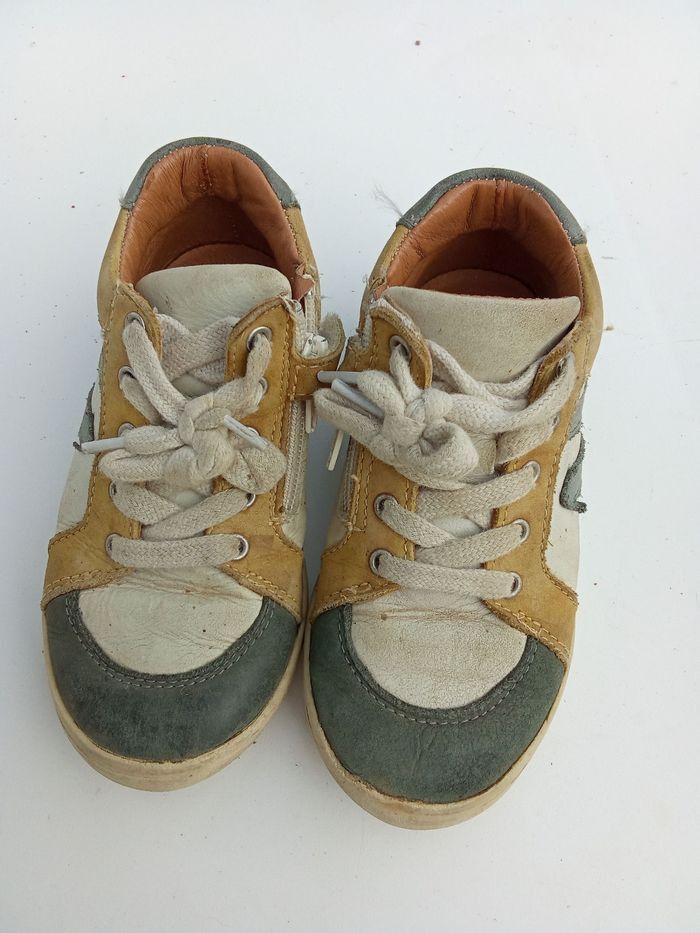 Chaussures garçon taille 27 montante, lacets, blanc, vert, jaune - photo numéro 3