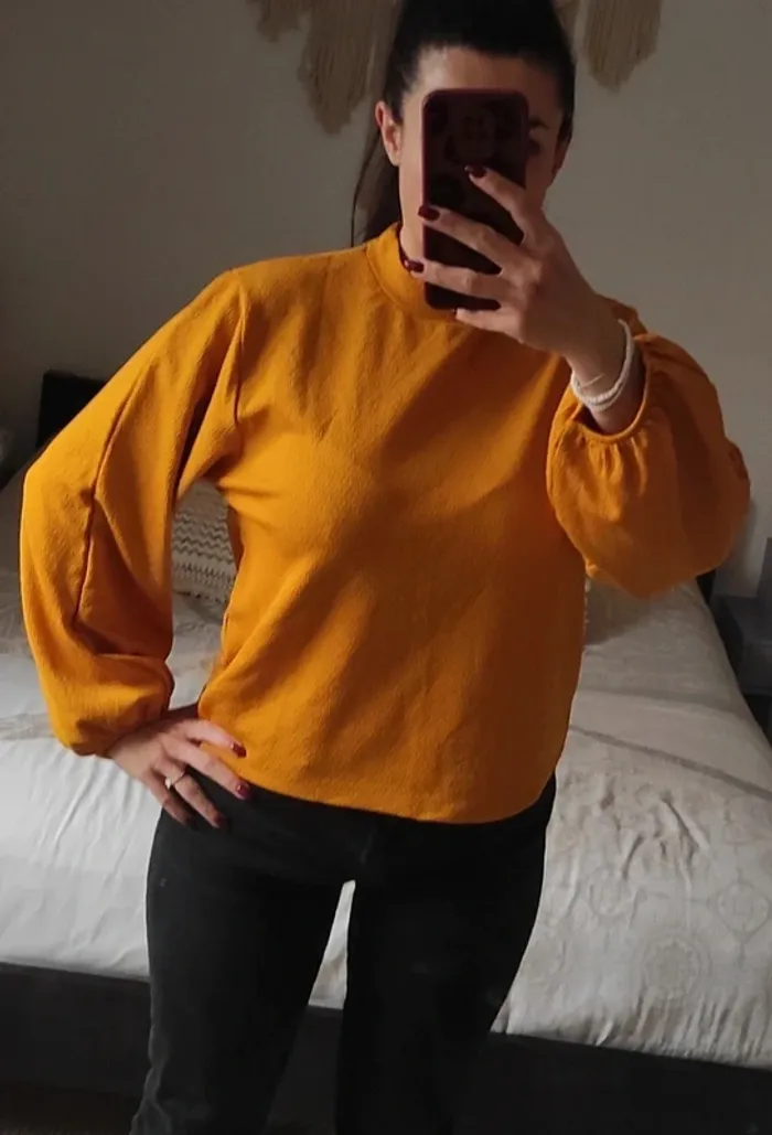 Haut blouse manches longues Zara trafaluc jaune moutarde M