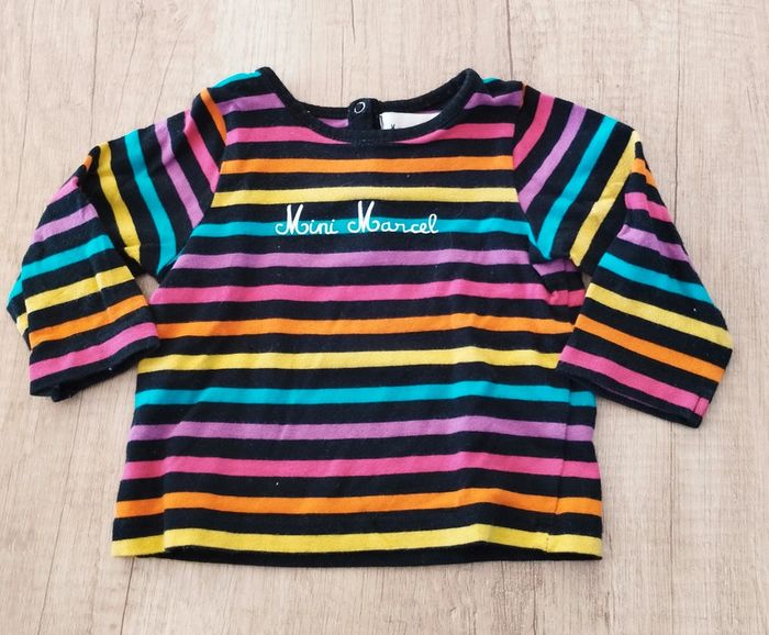 T-shirt manches longues fille multicolore taille 6 mois Little Marcel