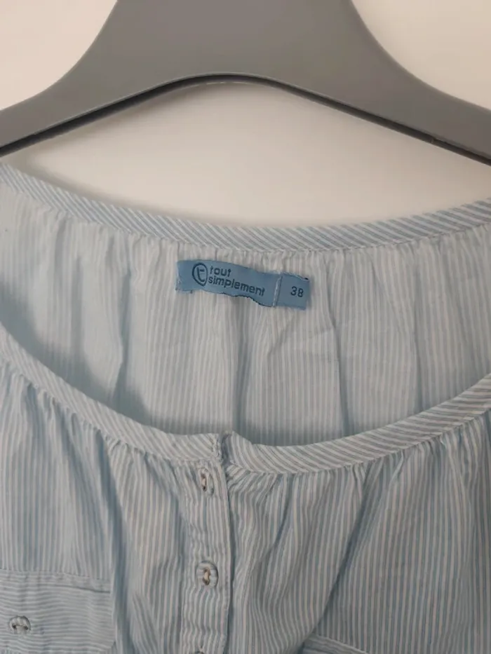 Blouse rayures bleues et blanches 38 tout simplement 100% coton - photo numéro 3