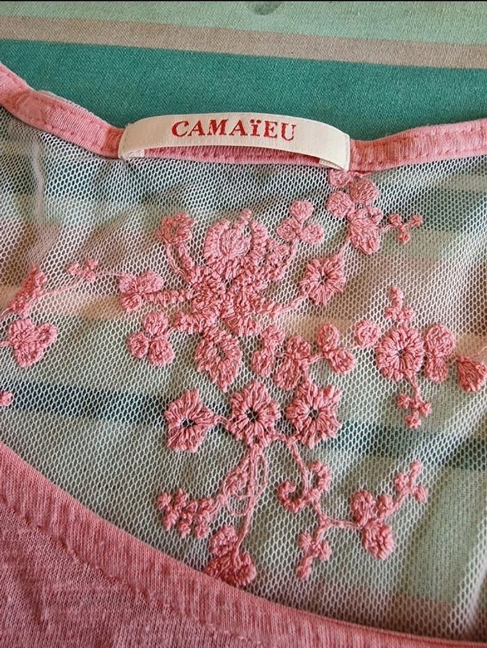T shirt rose - Camaïeu - Taille 34 - photo numéro 3