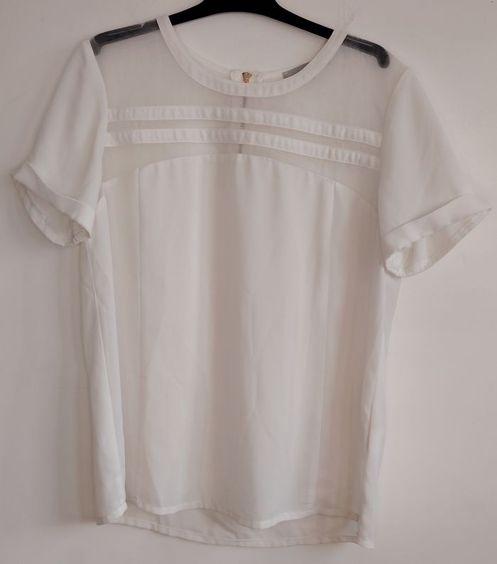 Blouse blanche fluide manches courtes – ETAM – Taille 36 (FR)