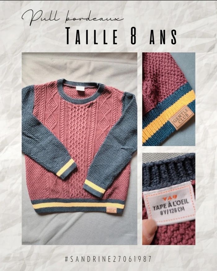 Pull torsadé bordeau