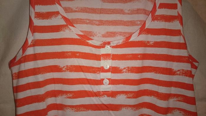 Débardeur rayé orangé et blanc - photo numéro 2