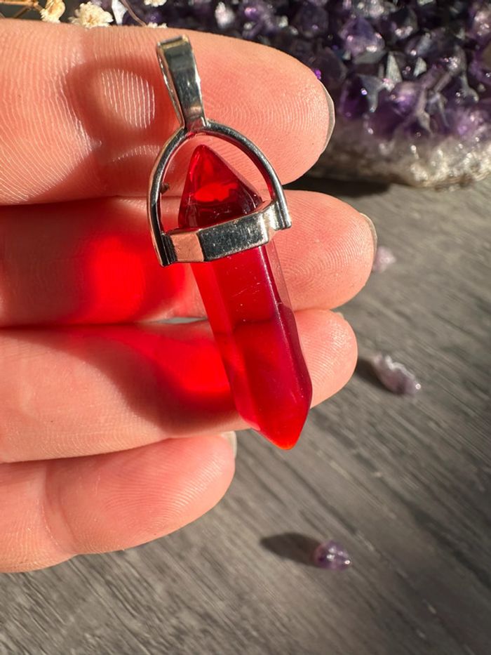 Pendentif pendule en cristal rouge - Pierre naturelle - photo numéro 5