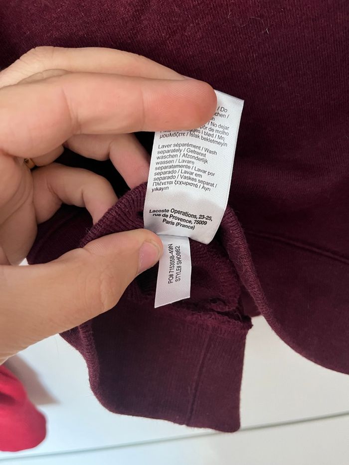 Sweat Lacoste bordeaux - photo numéro 4