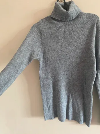 Pull col roulé gris élastique