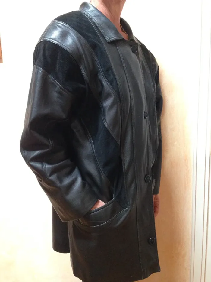 Manteau en cuir véritable agneau et daim - photo numéro 2