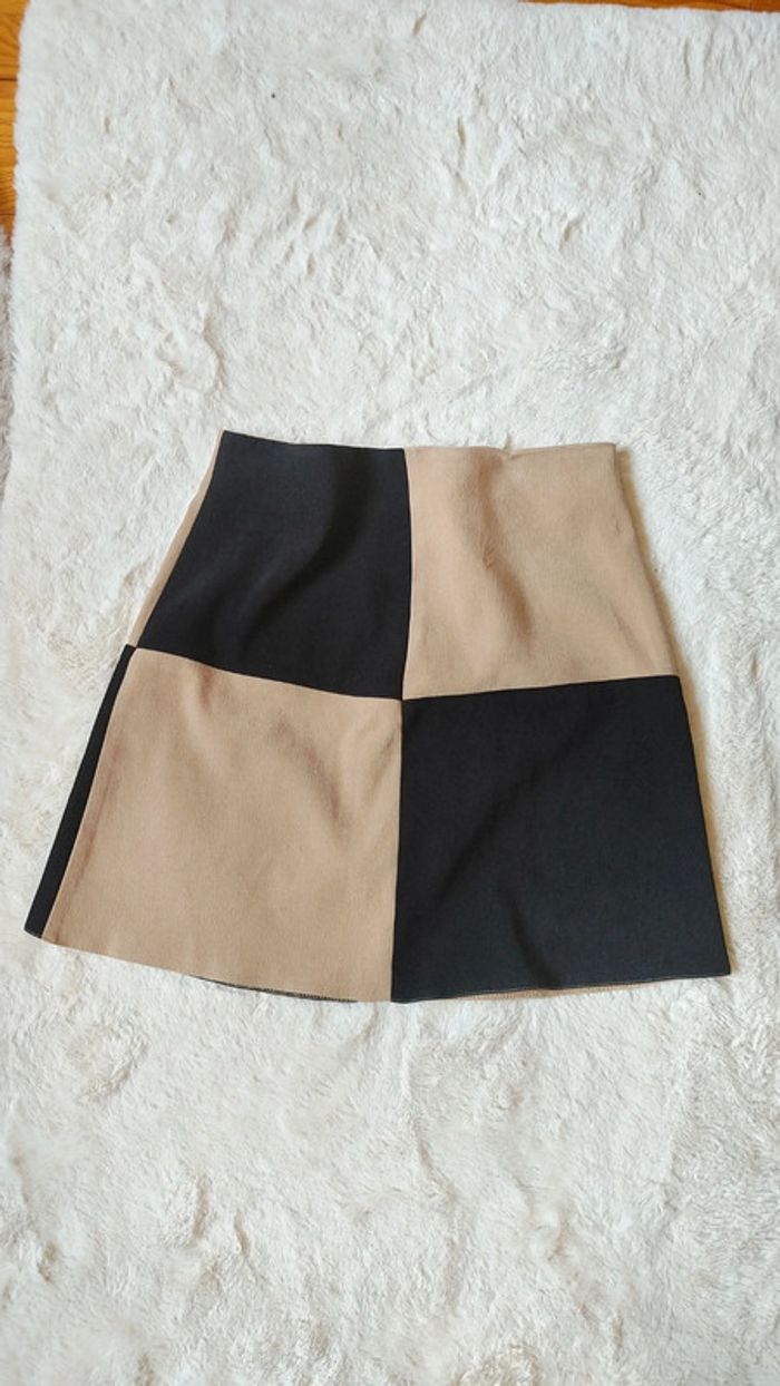 Jupe damier beige et noire vintage