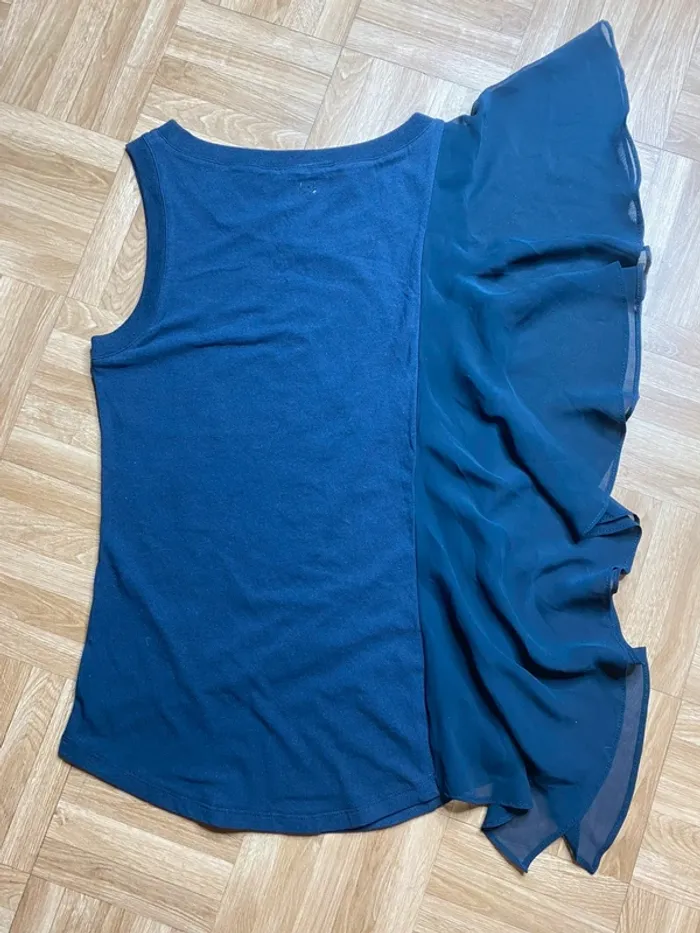 Débardeur Liu Jo bleu marine asymétrique perles strass taille S vintage chic - photo numéro 5
