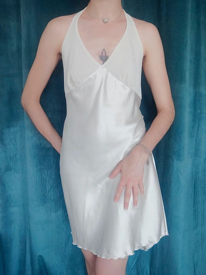 Nuisette dos nu blanc ivoire satin / B Sexy Lingerie & Fashion - 42/XL - photo numéro 2