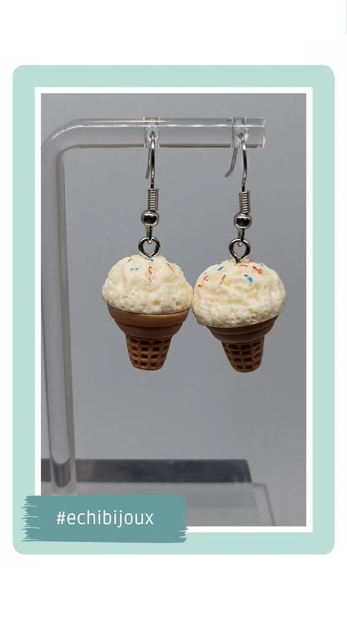 🍄 boucles d'oreilles cornet de glace