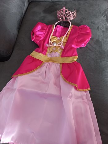 Robe déguisement princesse rose avec diadème et collier 3/5 ans césar