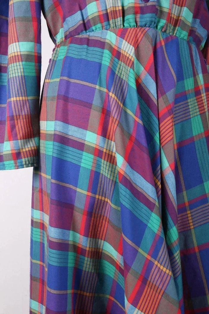 Petite robe vintage 80's en coton et viscose motif à carreaux (#250013) - photo numéro 8