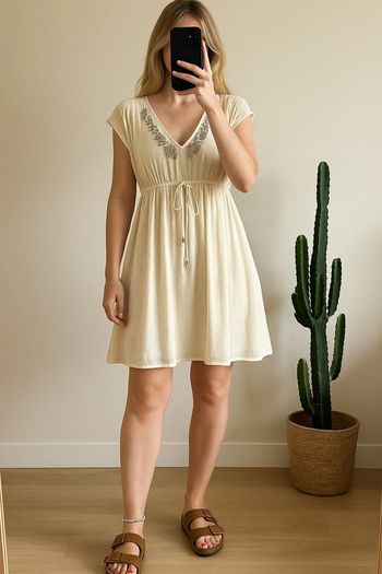 Robe d’été plumetis blanc crème détails sequins Zara taille M