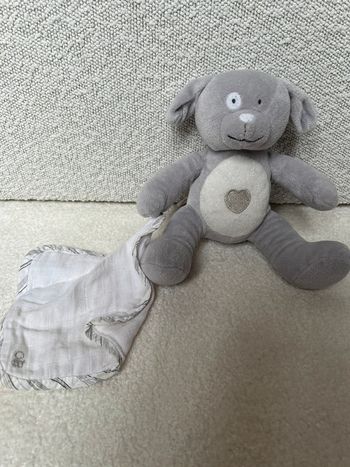 Doudou mouchoir obaibi chien gris
