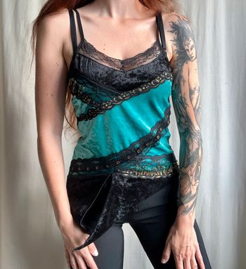 Débardeur velours dentelle Whimsical féerique vintage 90s - Taille M