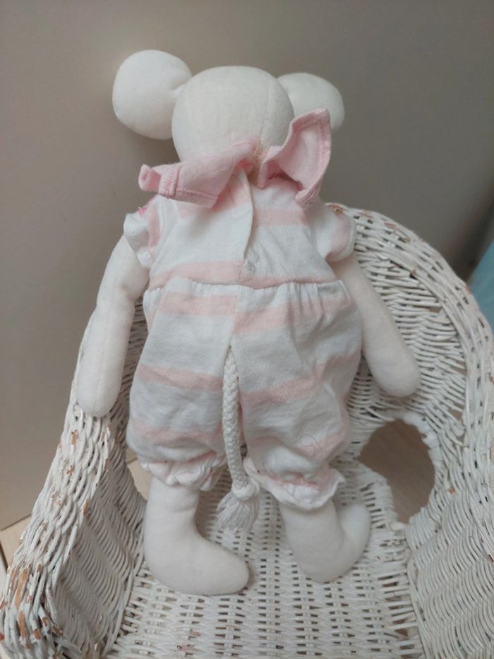 Tco - peluche doudou souris blanche et rose - photo numéro 4