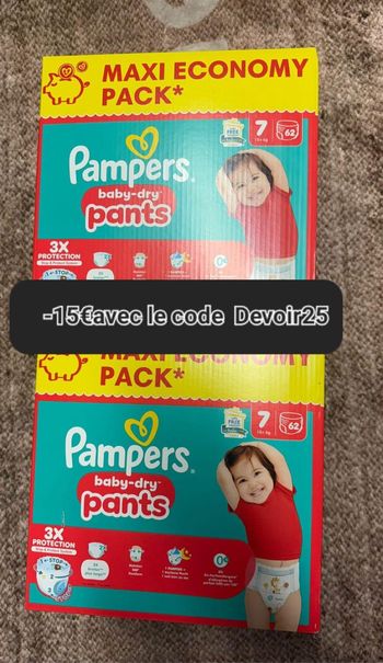 2 carton de couches Pampers taille 7
