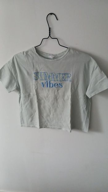 T-shirt fille vert manches courtes 13 / 14 ans Mango