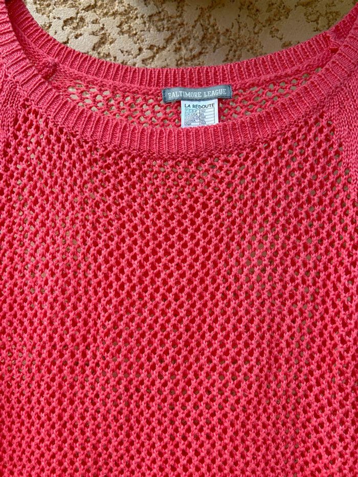 Pull en maille orange corail - photo numéro 3